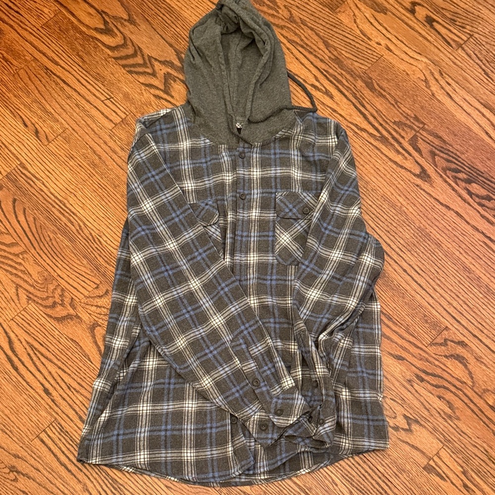 RSQ Gray and Blue Flannel Shirt